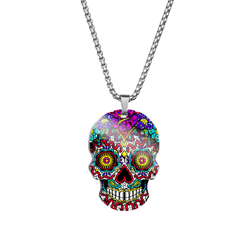 Wholesale Skull Colorful Titanium Necklace